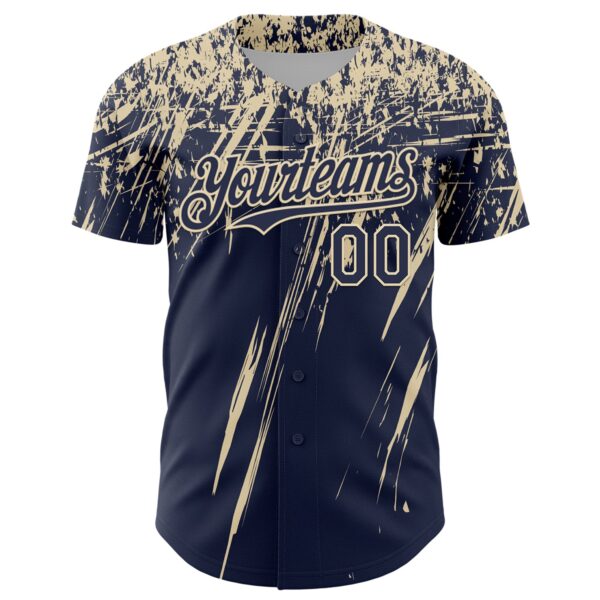 Custom Navy Cream Distressed Scratch Brush Stroke Authentic Baseball Jersey