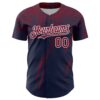 Custom Navy Crimson-White Distressed Scratch Brush Stroke Authentic Baseball Jersey