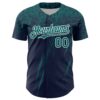 Custom Navy Teal-White Distressed Scratch Brush Stroke Authentic Baseball Jersey