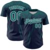 Custom Navy Teal-White Distressed Scratch Brush Stroke Authentic Baseball Jersey