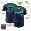Custom Navy Teal-White Distressed Scratch Brush Stroke Authentic Baseball Jersey