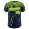 Custom Navy Neon Green-White Distressed Scratch Brush Stroke Authentic Baseball Jersey