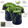 Custom Navy Neon Green-White Distressed Scratch Brush Stroke Authentic Baseball Jersey