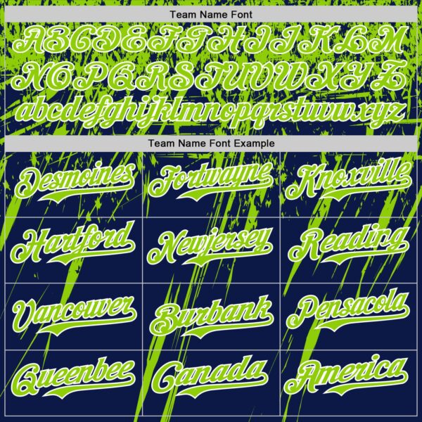 Custom Navy Neon Green-White Distressed Scratch Brush Stroke Authentic Baseball Jersey