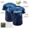 Custom Navy Electric Blue-White Distressed Scratch Brush Stroke Authentic Baseball Jersey