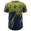Custom Navy Neon Yellow Distressed Scratch Brush Stroke Authentic Baseball Jersey