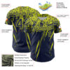 Custom Navy Neon Yellow Distressed Scratch Brush Stroke Authentic Baseball Jersey