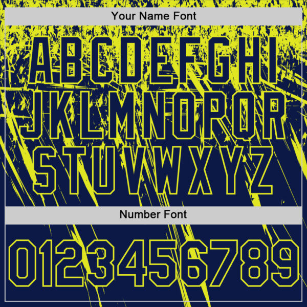 Custom Navy Neon Yellow Distressed Scratch Brush Stroke Authentic Baseball Jersey