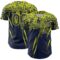 Custom Navy Neon Yellow Distressed Scratch Brush Stroke Authentic Baseball Jersey