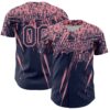 Custom Navy Medium Pink Distressed Scratch Brush Stroke Authentic Baseball Jersey