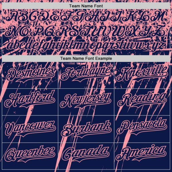 Custom Navy Medium Pink Distressed Scratch Brush Stroke Authentic Baseball Jersey