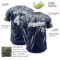 Custom Navy Silver-White Distressed Scratch Brush Stroke Authentic Baseball Jersey