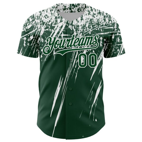 Custom Green White Distressed Scratch Brush Stroke Authentic Baseball Jersey