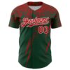 Custom Green Red-White Distressed Scratch Brush Stroke Authentic Baseball Jersey