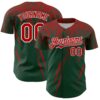 Custom Green Red-White Distressed Scratch Brush Stroke Authentic Baseball Jersey
