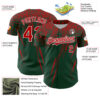 Custom Green Red-White Distressed Scratch Brush Stroke Authentic Baseball Jersey
