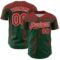 Custom Green Red-White Distressed Scratch Brush Stroke Authentic Baseball Jersey