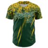 Custom Green Yellow-White Distressed Scratch Brush Stroke Authentic Baseball Jersey