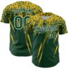 Custom Green Yellow-White Distressed Scratch Brush Stroke Authentic Baseball Jersey