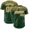 Custom Green Old Gold-White Distressed Scratch Brush Stroke Authentic Baseball Jersey