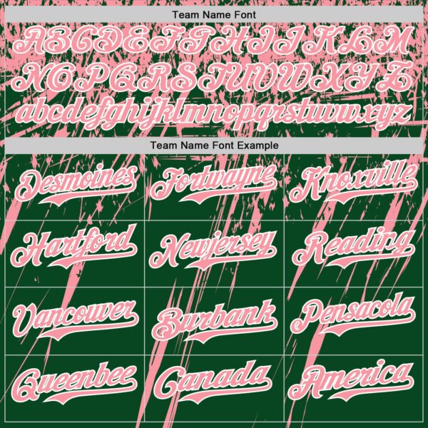 Custom Green Medium Pink-White Distressed Scratch Brush Stroke Authentic Baseball Jersey