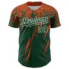 Custom Green Orange-White Distressed Scratch Brush Stroke Authentic Baseball Jersey