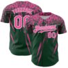 Custom Green Pink-White Distressed Scratch Brush Stroke Authentic Baseball Jersey