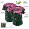 Custom Green Pink-White Distressed Scratch Brush Stroke Authentic Baseball Jersey