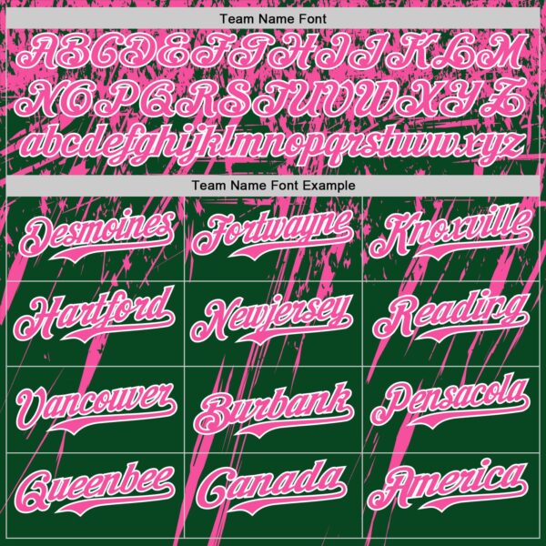 Custom Green Pink-White Distressed Scratch Brush Stroke Authentic Baseball Jersey