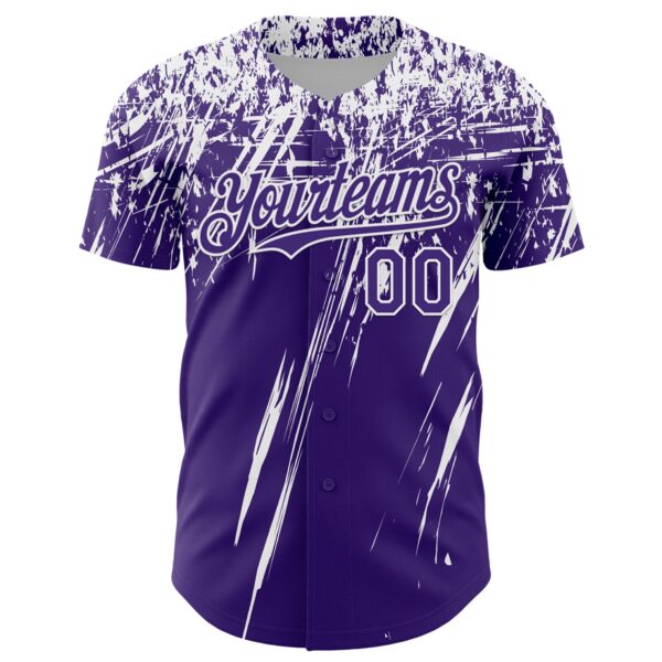 Custom Purple White Distressed Scratch Brush Stroke Authentic Baseball Jersey
