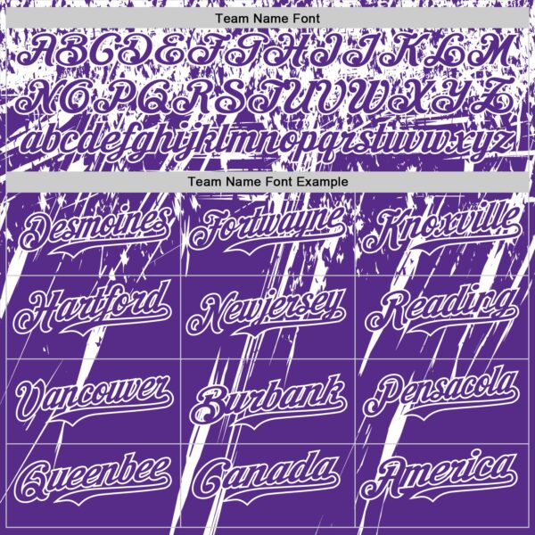 Custom Purple White Distressed Scratch Brush Stroke Authentic Baseball Jersey