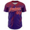 Custom Purple Red-White Distressed Scratch Brush Stroke Authentic Baseball Jersey