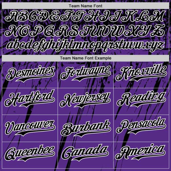 Custom Purple Black-White Distressed Scratch Brush Stroke Authentic Baseball Jersey