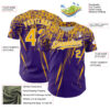 Custom Purple Gold-White Distressed Scratch Brush Stroke Authentic Baseball Jersey