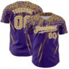 Custom Purple Old Gold-White Distressed Scratch Brush Stroke Authentic Baseball Jersey