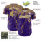 Custom Purple Old Gold-White Distressed Scratch Brush Stroke Authentic Baseball Jersey