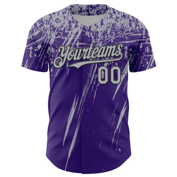 Custom Purple Gray-Black Distressed Scratch Brush Stroke Authentic Baseball Jersey