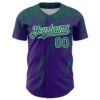 Custom Purple Kelly Green-White Distressed Scratch Brush Stroke Authentic Baseball Jersey