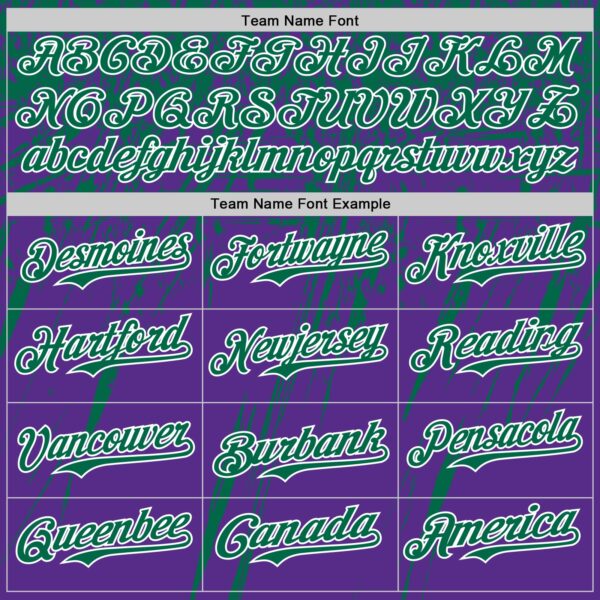 Custom Purple Kelly Green-White Distressed Scratch Brush Stroke Authentic Baseball Jersey