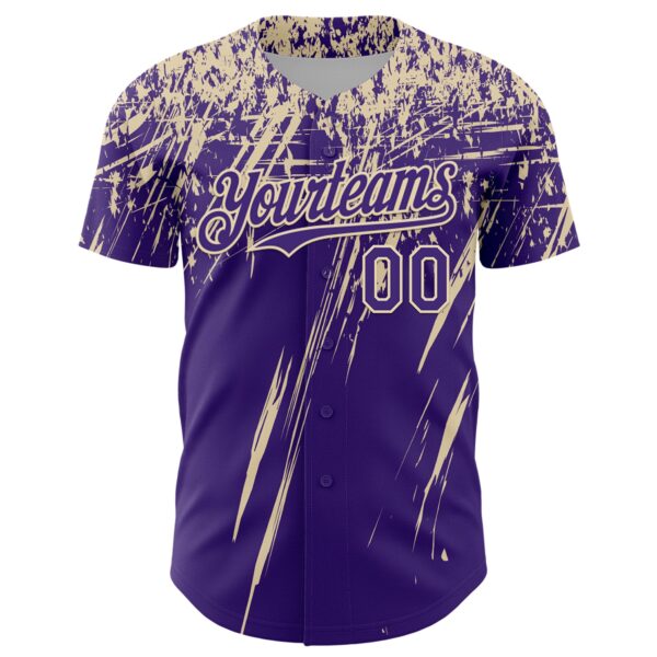 Custom Purple Cream Distressed Scratch Brush Stroke Authentic Baseball Jersey