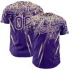 Custom Purple Cream Distressed Scratch Brush Stroke Authentic Baseball Jersey