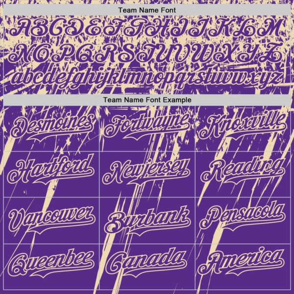 Custom Purple Cream Distressed Scratch Brush Stroke Authentic Baseball Jersey