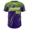 Custom Purple Neon Green-White Distressed Scratch Brush Stroke Authentic Baseball Jersey