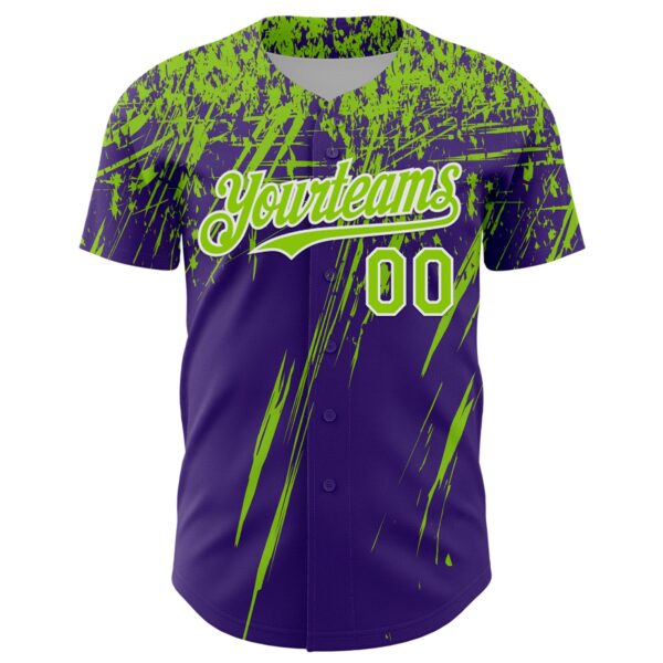 Custom Purple Neon Green-White Distressed Scratch Brush Stroke Authentic Baseball Jersey