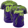 Custom Purple Neon Green-White Distressed Scratch Brush Stroke Authentic Baseball Jersey