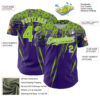 Custom Purple Neon Green-White Distressed Scratch Brush Stroke Authentic Baseball Jersey
