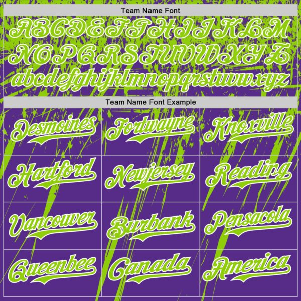 Custom Purple Neon Green-White Distressed Scratch Brush Stroke Authentic Baseball Jersey
