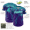 Custom Purple Aqua-White Distressed Scratch Brush Stroke Authentic Baseball Jersey