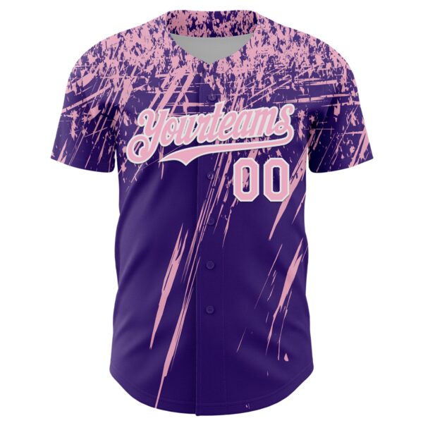 Custom Purple Light Pink-White Distressed Scratch Brush Stroke Authentic Baseball Jersey