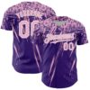 Custom Purple Light Pink-White Distressed Scratch Brush Stroke Authentic Baseball Jersey